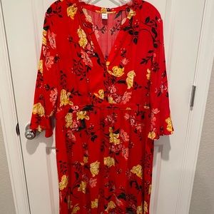 Old Navy vibrant floral red dress